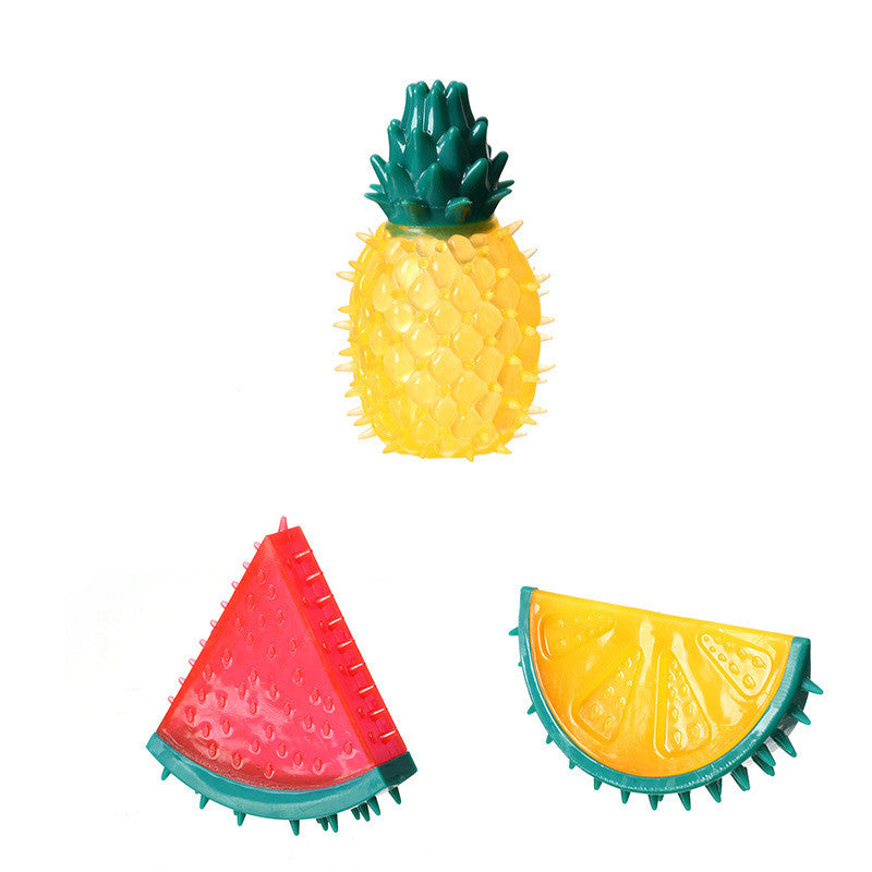 Juguete masticable de piña y limón con sonido para mascotas